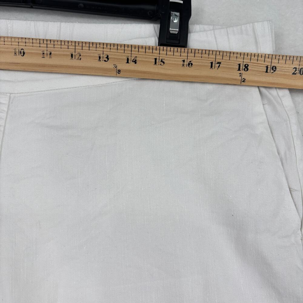 J Jill Crop Pants Size XL Tall White Linen Stretch Pull On Pockets High Rise - Picture 7 of 10